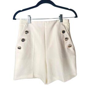 2/$30 ZARA XS High-Waist White Shorts With Angled Gold Buttons Pockets